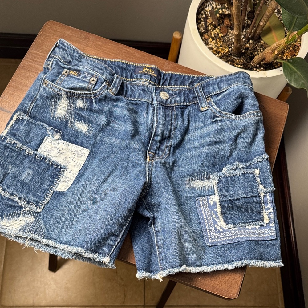 Polo by Ralph Lauren Blue Patchwork Jean Shorts